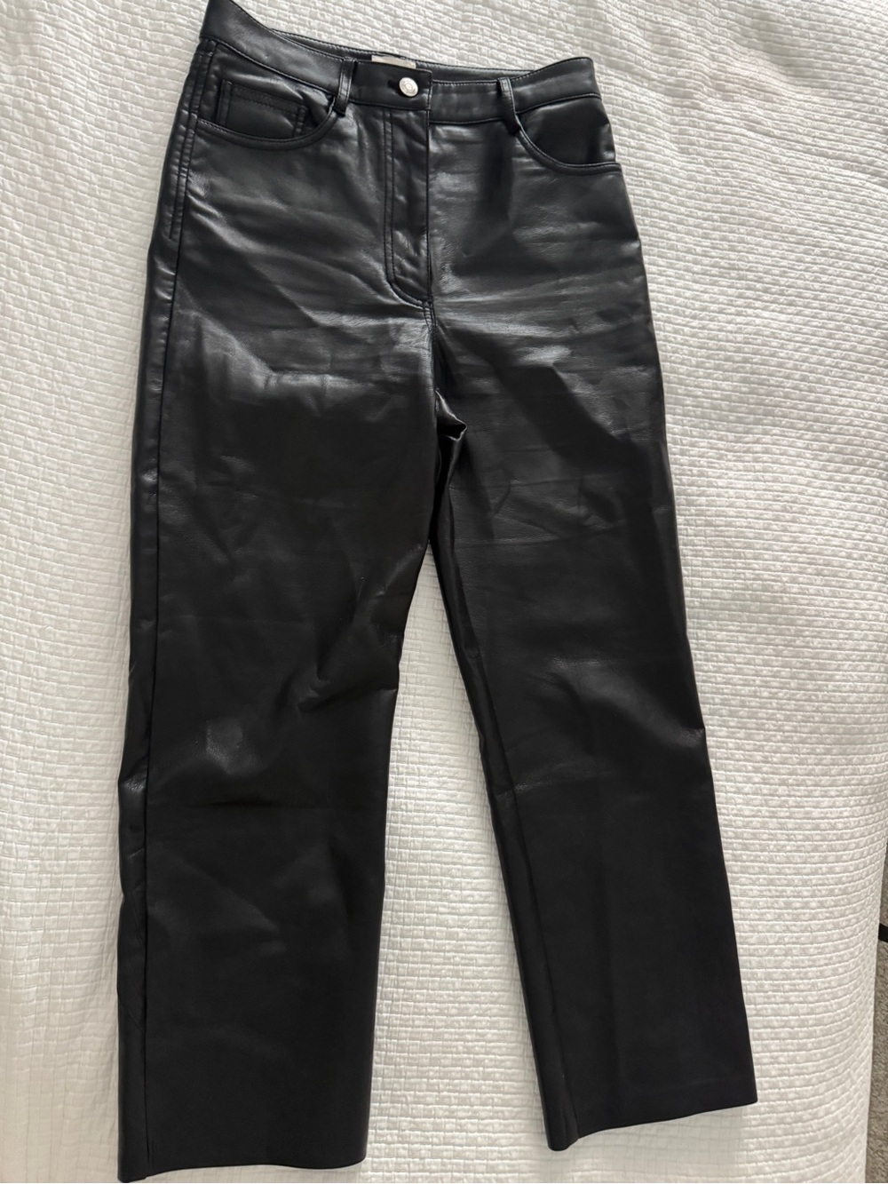 Wilfred Black Faux Leather Straight-Leg Jeans